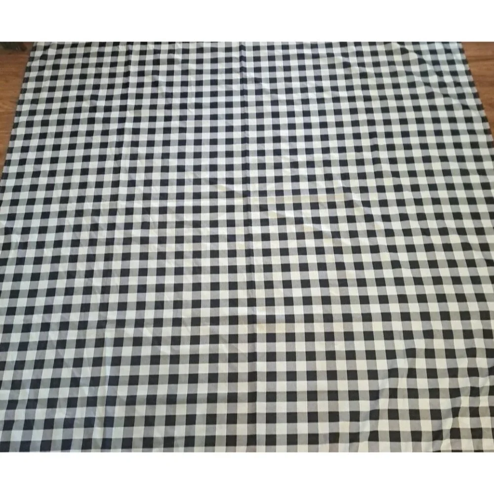 White Black Checked Fabric Shower Curtain Plaid Country Farmhouse Cottage